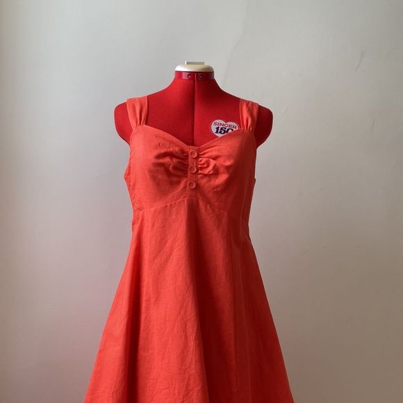 Elegant Orange Coral Sleeveless Dress - Picture 3 of 12